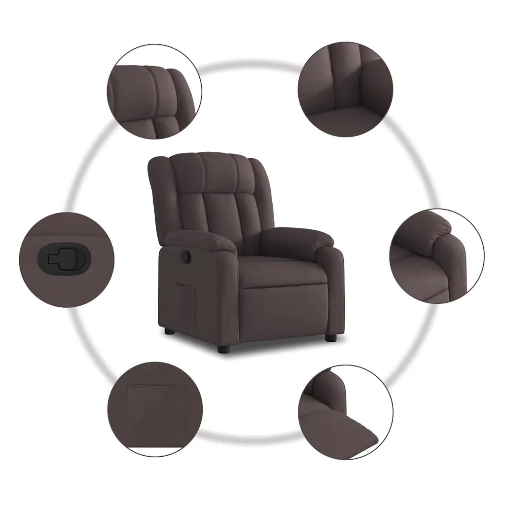 Divano Sedia-Poltrona Reclinabile Marrone Scuro in Tessuto 566980