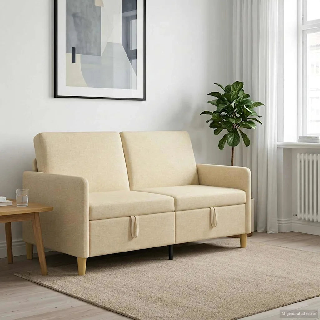 Divano con Storage Crema 152 x 78 x 87 cm Poliestere 42036926
