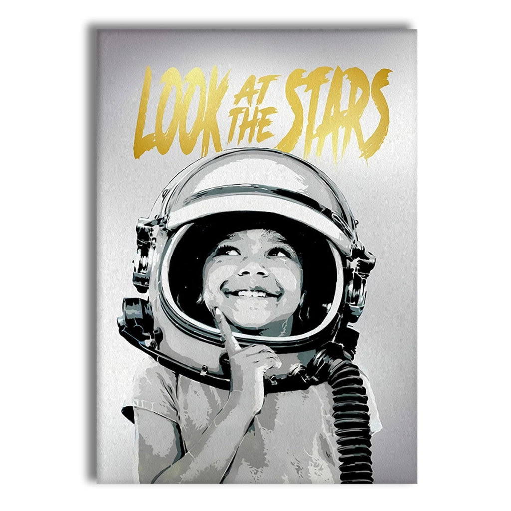 Look At The Stars -  Quadro Canvas Contemporaneo su telaio in legno Misura: 50x70 cm