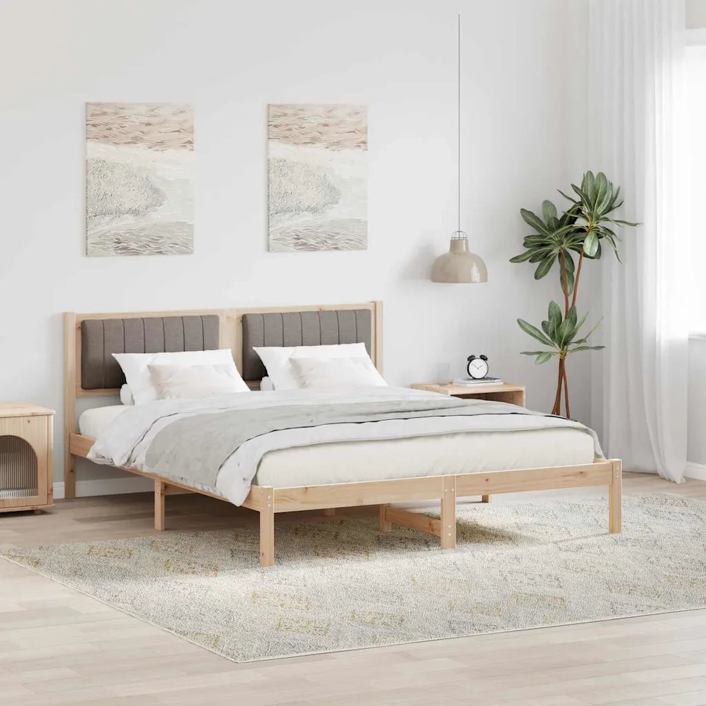 Letto con Testiera Rivestita Talpa 150 x 200 cm Pino massello
