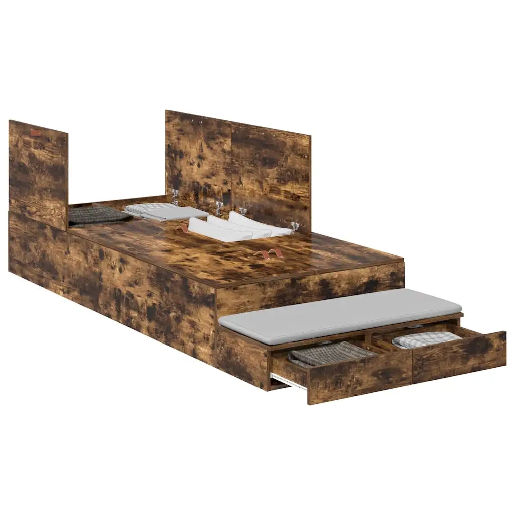 Struttura letto con contenitore con cassetto Rovere fumé 75 cm 3335681
