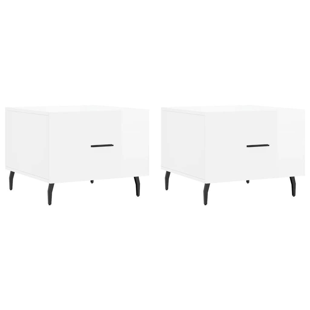 Tavolini Salotto 2pz Bianco Lucido 50x50x40cm Legno Multistratocod mxl 79790