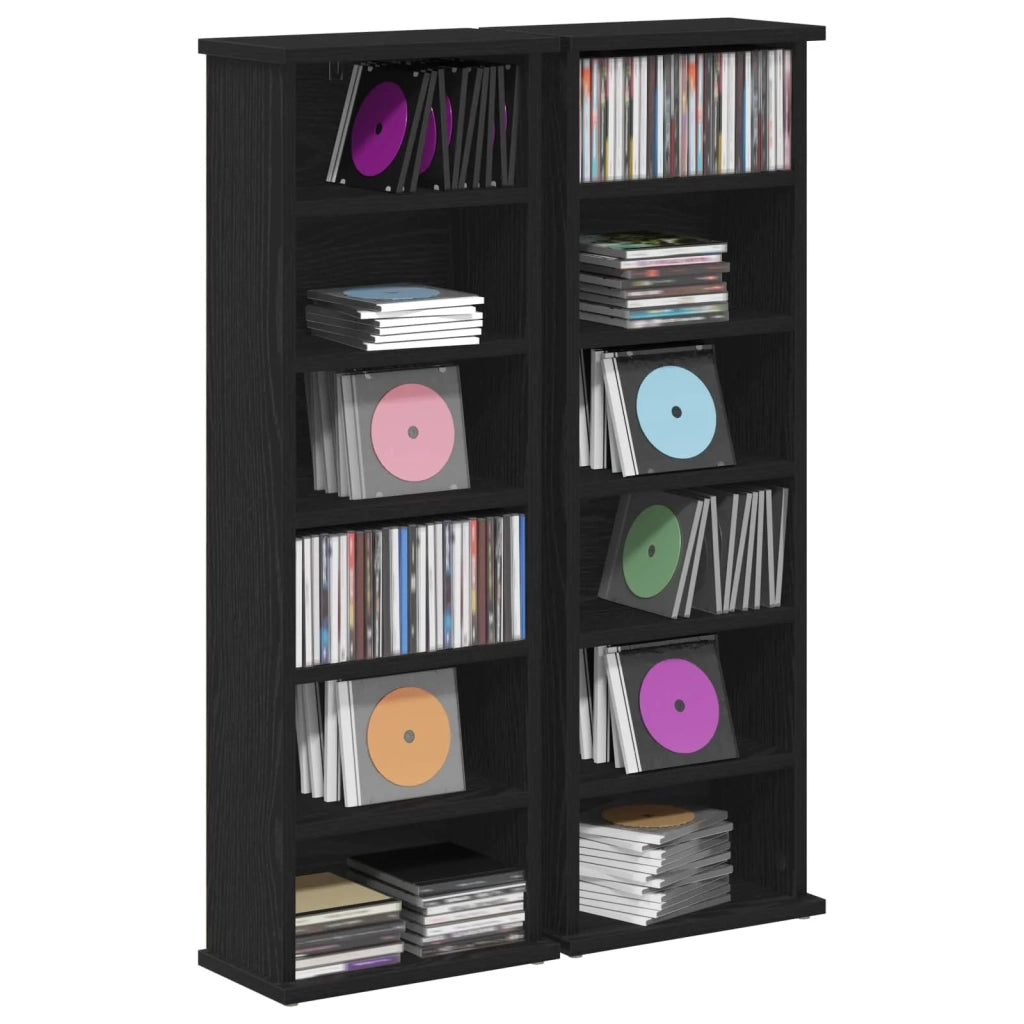 Mobile per CD 2 pz Rovere Nero 60 x 17 x 92 cm 8012749