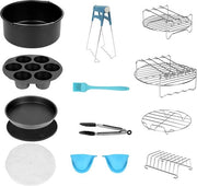 Accessori per Frittelle ad Aria - Set Completo da 12 Pezzi - Accessori per Frittelle ad Aria adatti a tutti i marchi - inclusi Forme di Torta in Silicone Ø20cm