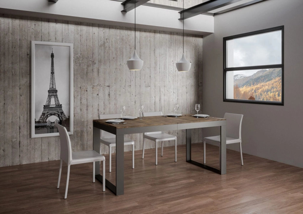 Tavolo allungabile 90x160/264 cm Tekno Evolution Noce telaio Antracite