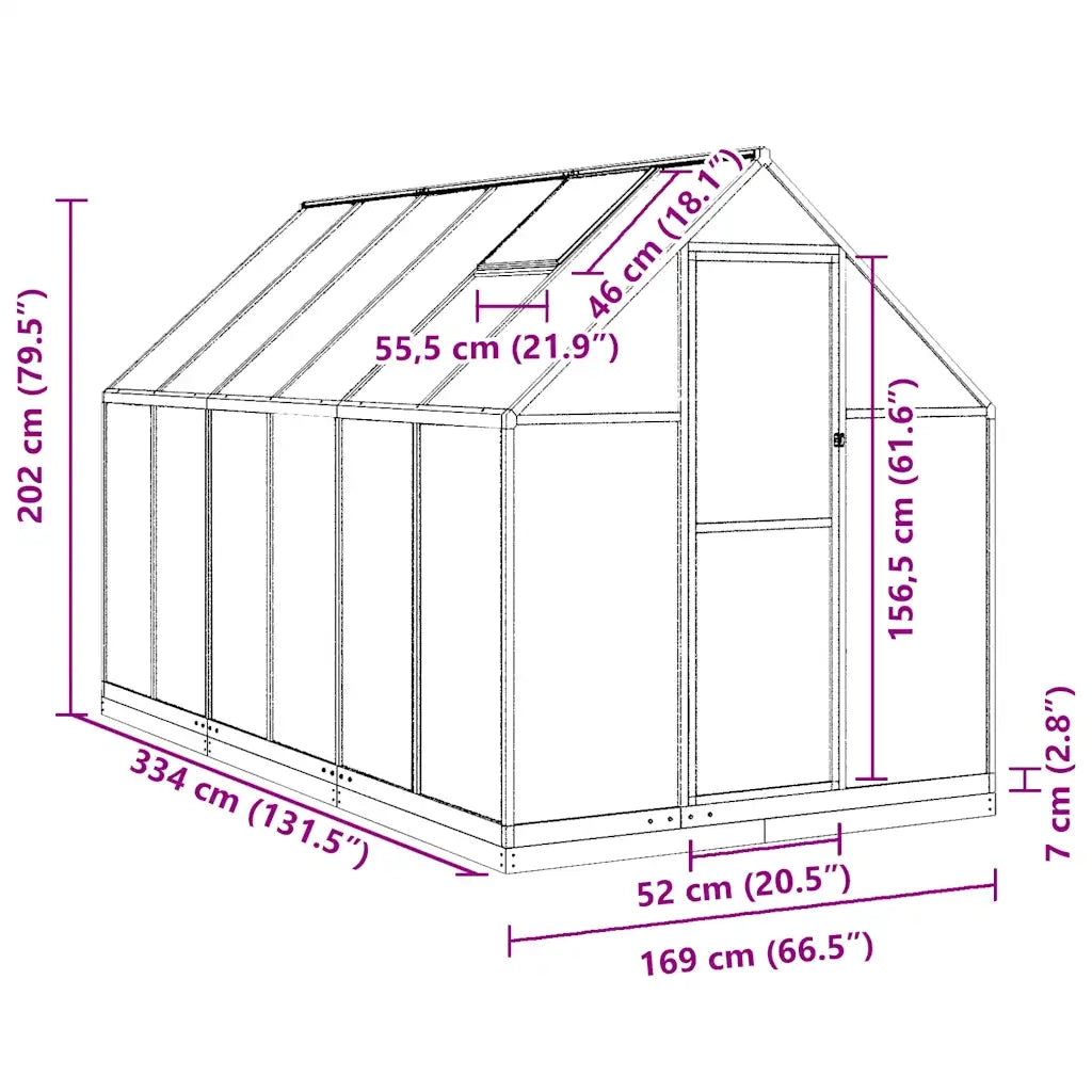 Telaio Serra con Base Argento 334x169x202 cm in Alluminio