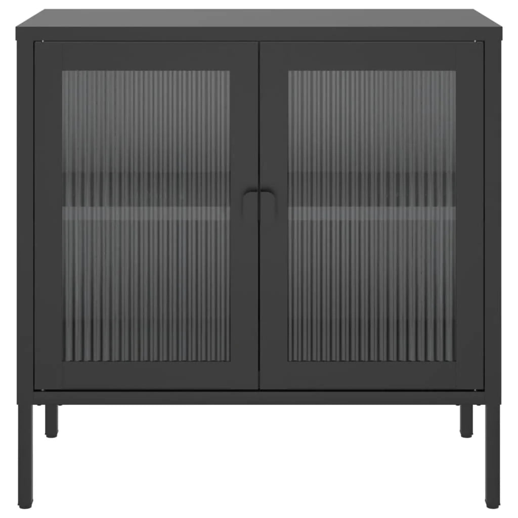 Buffet credenza cassettiera armadio mobile contenitore organizer per cucina soggiorno salotto 70 x 35 x 70 cm vetro e acciaio nero 02_0036107