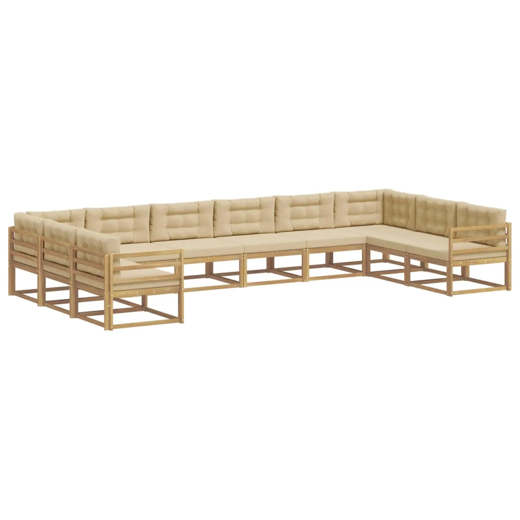 Set di divani da esterno 10 pz Bianco e Beige 3387092