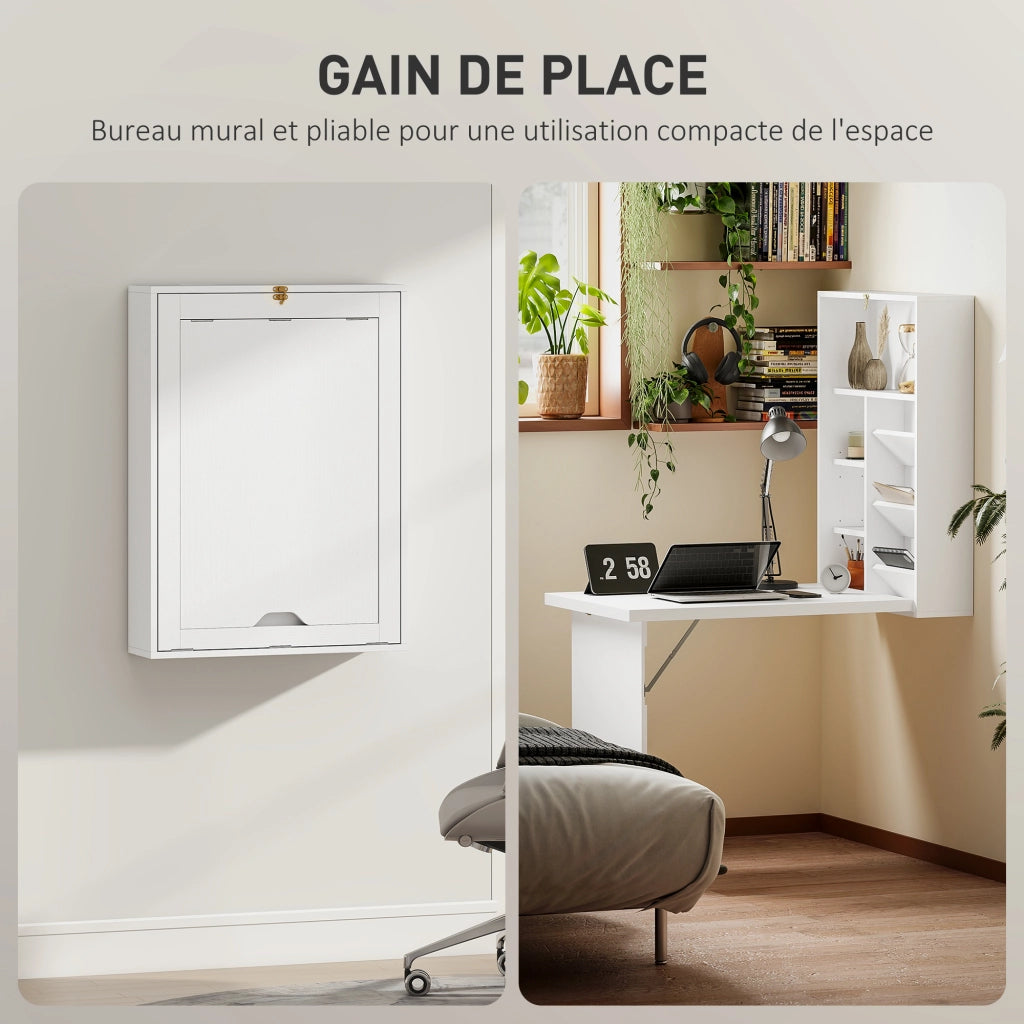 Scrivania a muro pieghevole ¨C zephmum ¨C bianco 93.8x60x147 cm