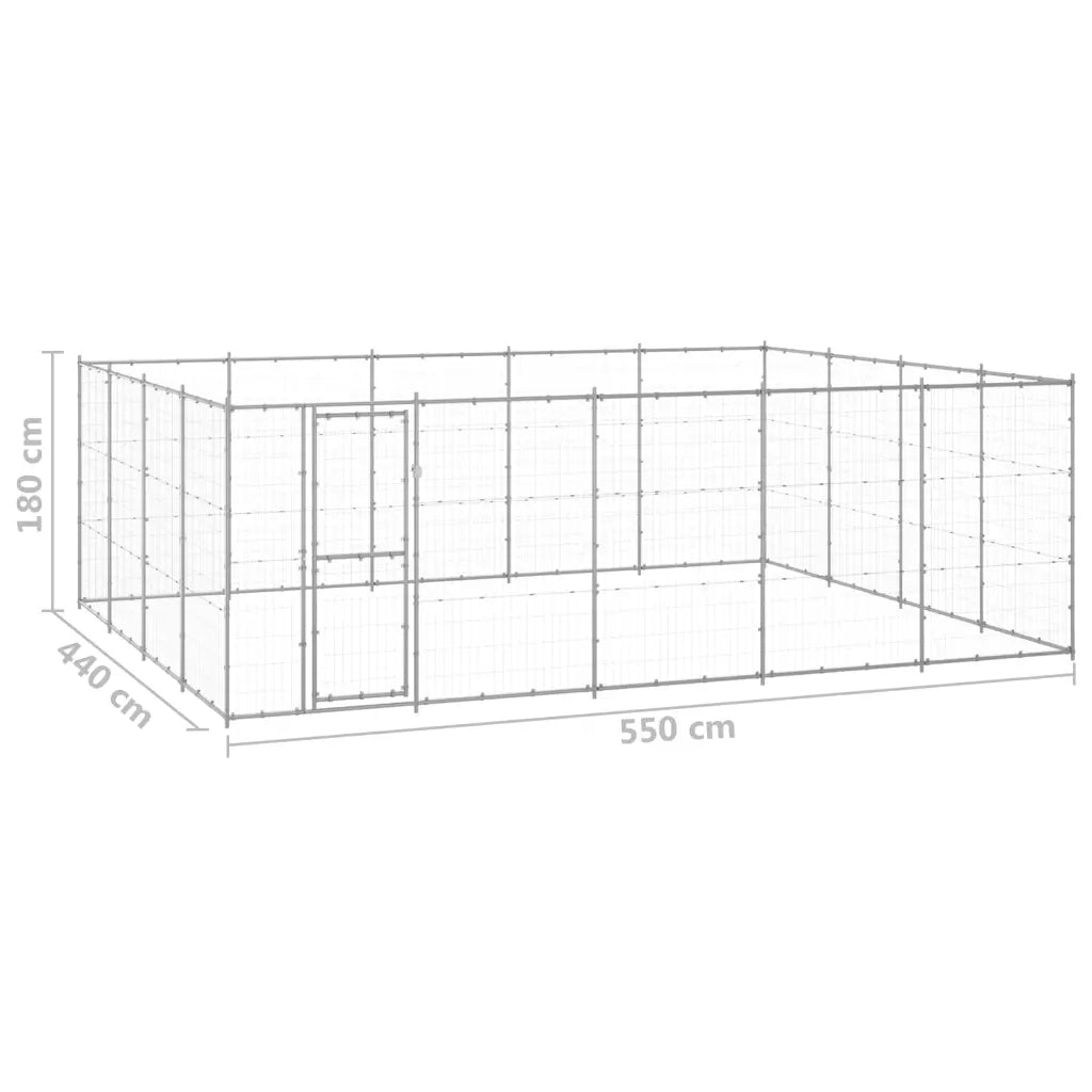 Gabbia per Cani da Esterno in Acciaio Zincato 24,2 m² 3082319
