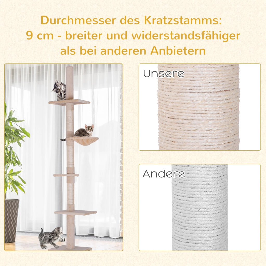 Albero tiragraffi per gatti con piattaforme ¨C zephmum ¨C 230-260 cm beige