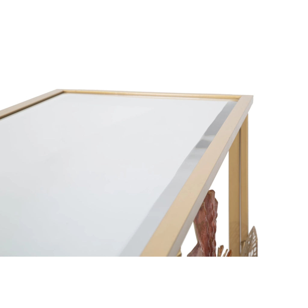 Tavolo Consolle Foglia 69, Multicolore, Metallo, 114x41,5x80 cm