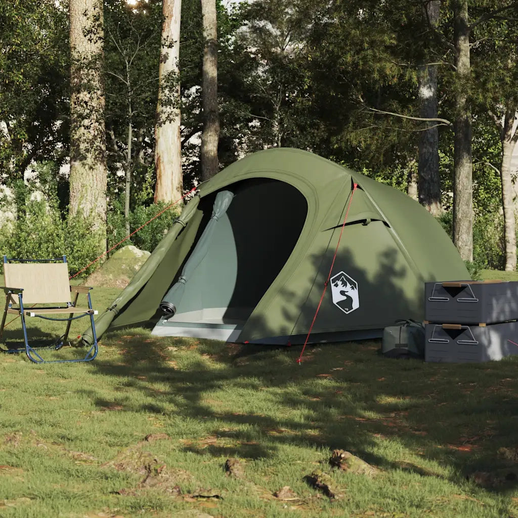 Tenda da Campeggio a Tunnel 2 Persone-Tenda per Escursionismo Verde Oliva Impermeabile