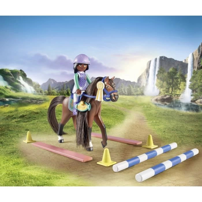 PLAYMOBIL 71355 Zoe & Blaze con percorso a ostacoli - Cavalli della Cascata - Con ostacoli modulari - Dai 5 anni in su