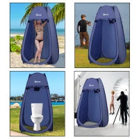 Tenda da Doccia Pop Up Impermeabile in Poliestere e Plastica, 100x100x185 cm, Blu Navy