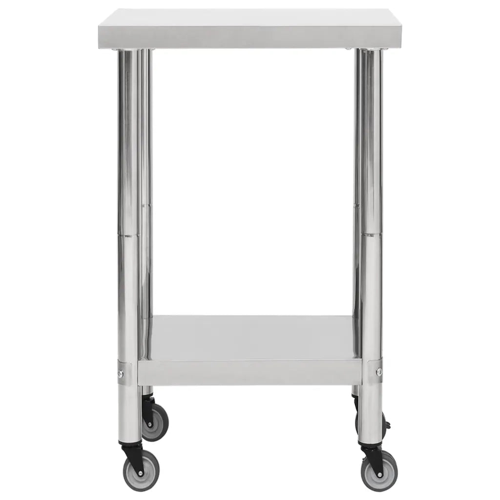 Tavolo da Lavoro Cucina con Ruote 60x60x85 cm in Acciaio Inox CFW7123560