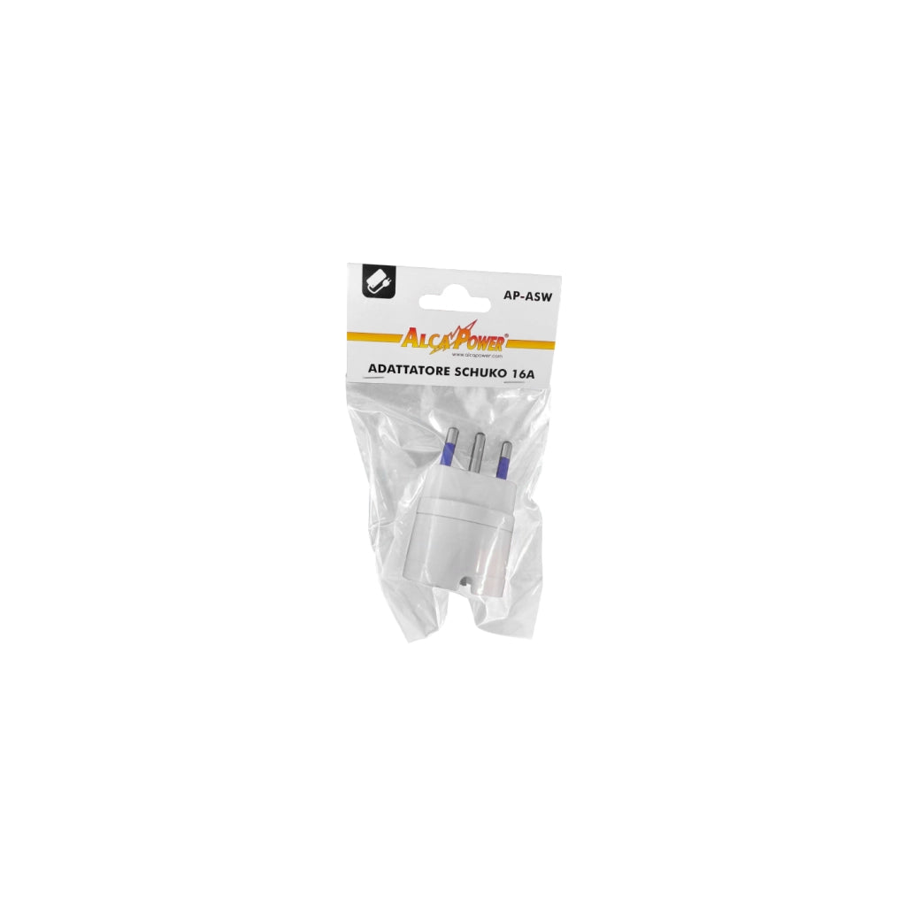Alcapower Adattatore Schuko Bianco 16A Spina 3 Poli Italia 16A Presa Schuko Bipasso Tensione Massima 250V AC Potenza Massima 1500W Adattatore Presa