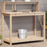 Tavolo Invaso con Ripiani-Tavolo da Lavoro con Ripiani 108x50x109,5 cm Legno Massello Pino