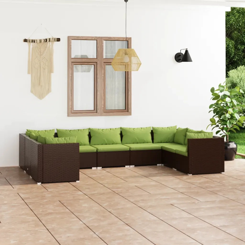 Set Divani da Giardino 9 pz con Cuscini in Polyrattan Marrone cod mxl 35836
