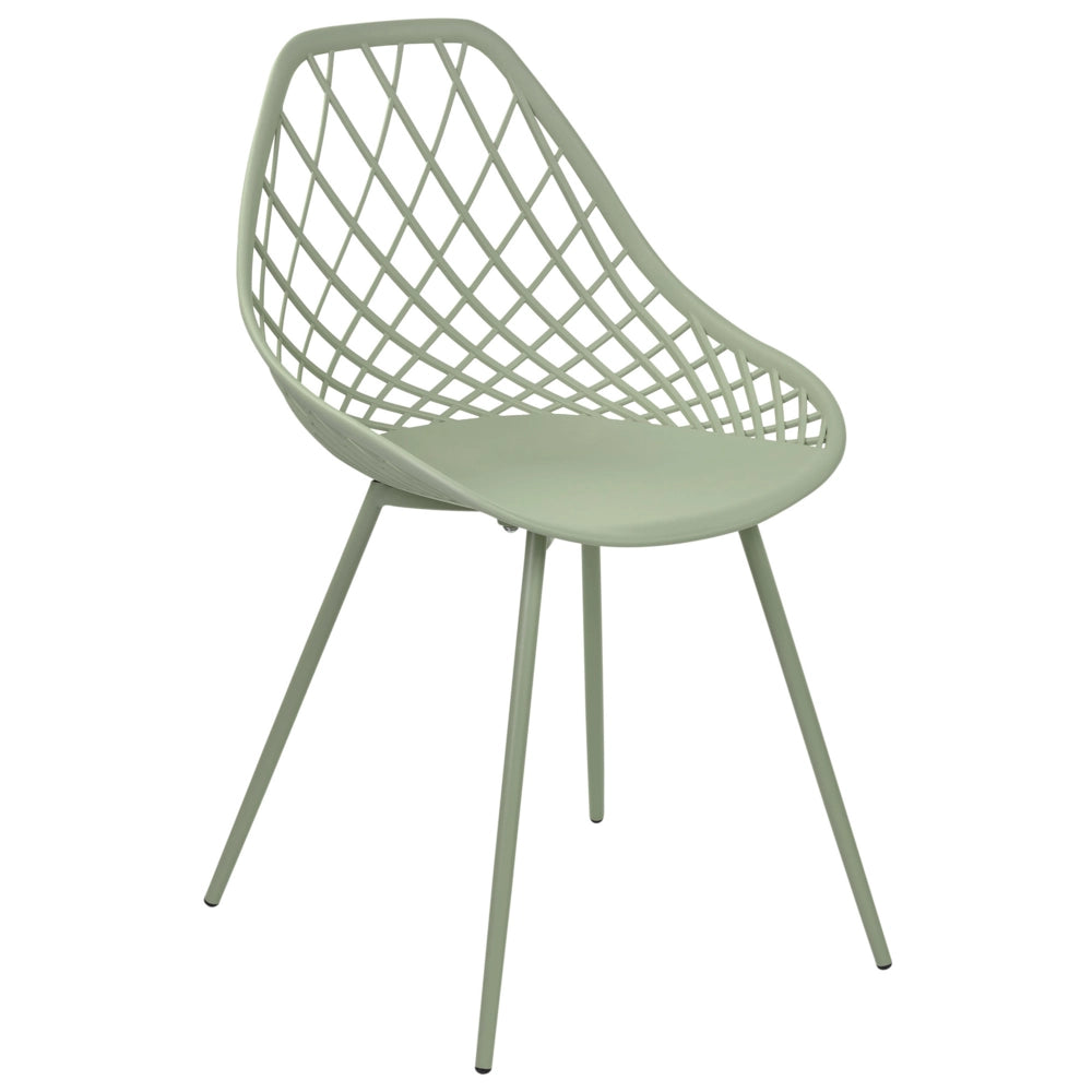 Set di 2 sedie da pranzo in materiale sintetico verde schienale netto design scandinavo moderno