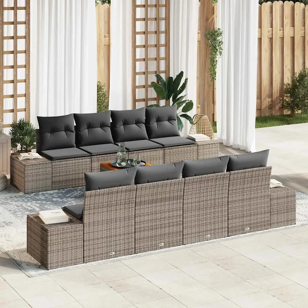 Set Divano da Giardino 9 pcs Grigio polyrattan 3356599