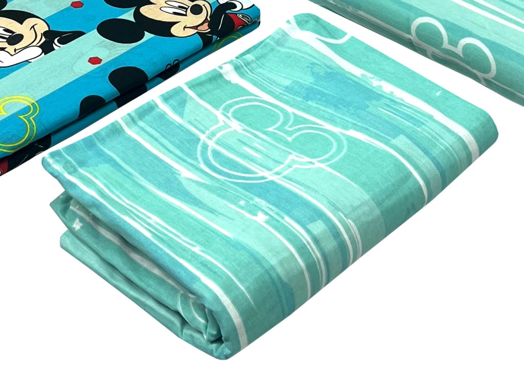 Completo Lenzuola Disney In 100% Cotone Letto Singolo Mickey Mouse