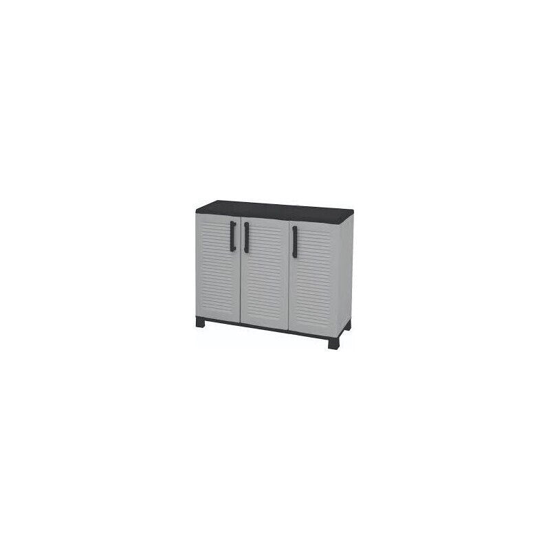 ARMADIO BASSO IN POLIPROPILENE 3 ANTE E RIPIANO 102 X 37 X H90 CM