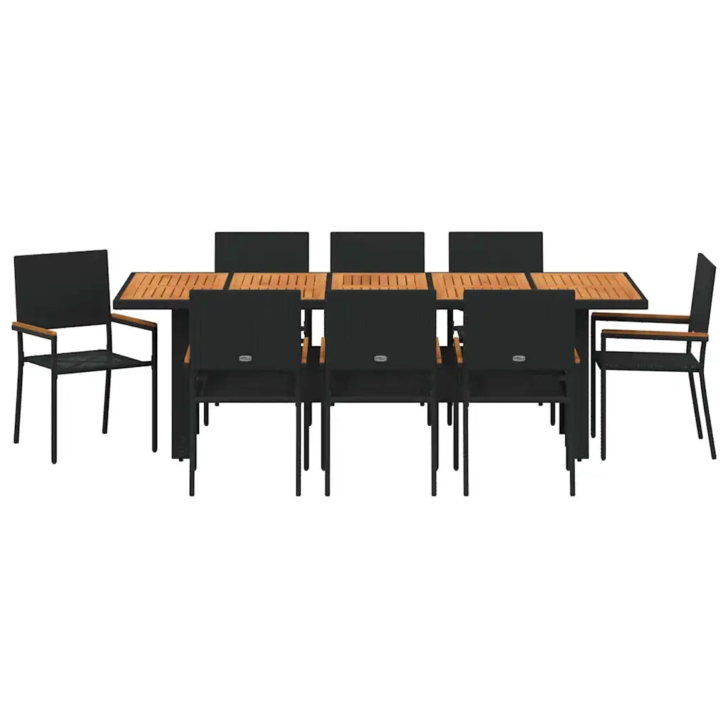Set da Pranzo per Giardino 9 pcs Nero polyrattan 3365420