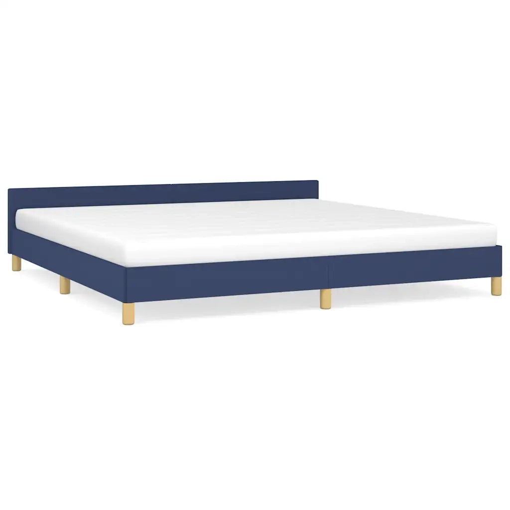 Giroletto con Testiera senza Materasso-Struttura Letto Blu 200x200 cm Tessuto