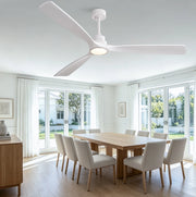 Ventilatore da soffitto 70 pollici con luce LED, telecomando, legno e metallo, bianco