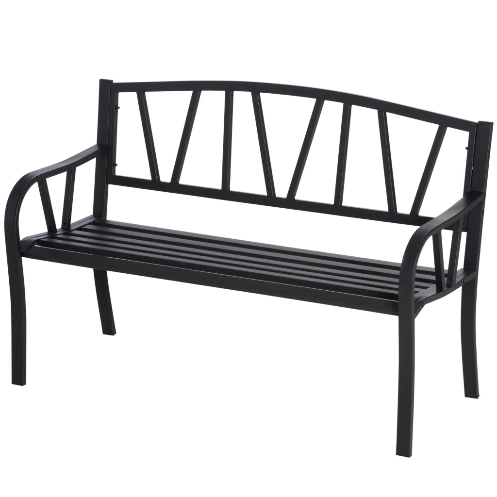 Panchina da Giardino in Metallo ¨C zephmum ¨C Nero, 2 Posti, 128x56x86cm