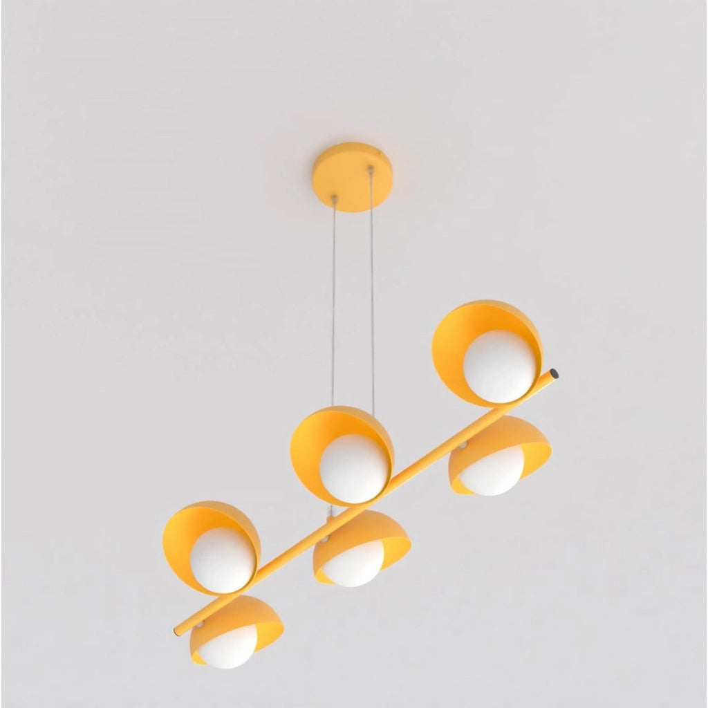 Lampada a sospensione Boom in acciaio arancione e vetro