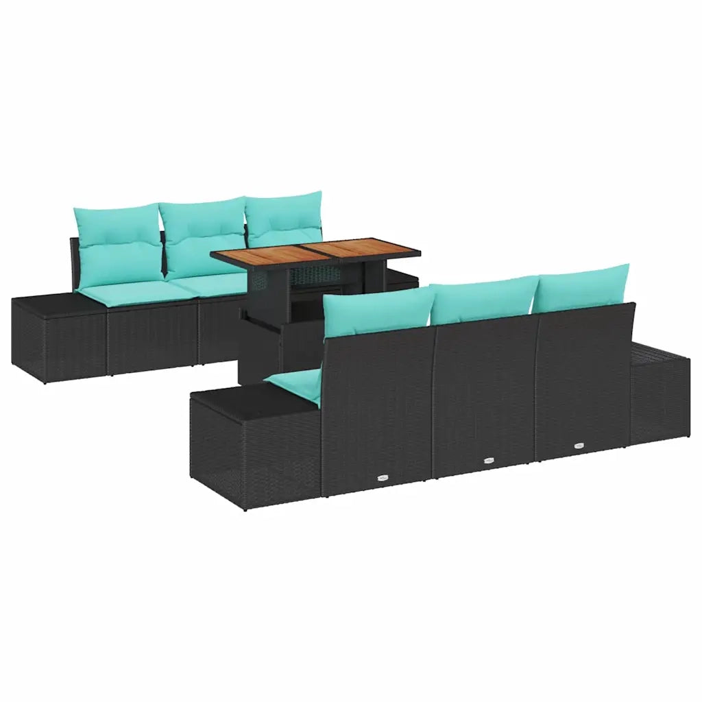 Set Divano da Giardino 7 pz Nero Poly Rattan 3358650