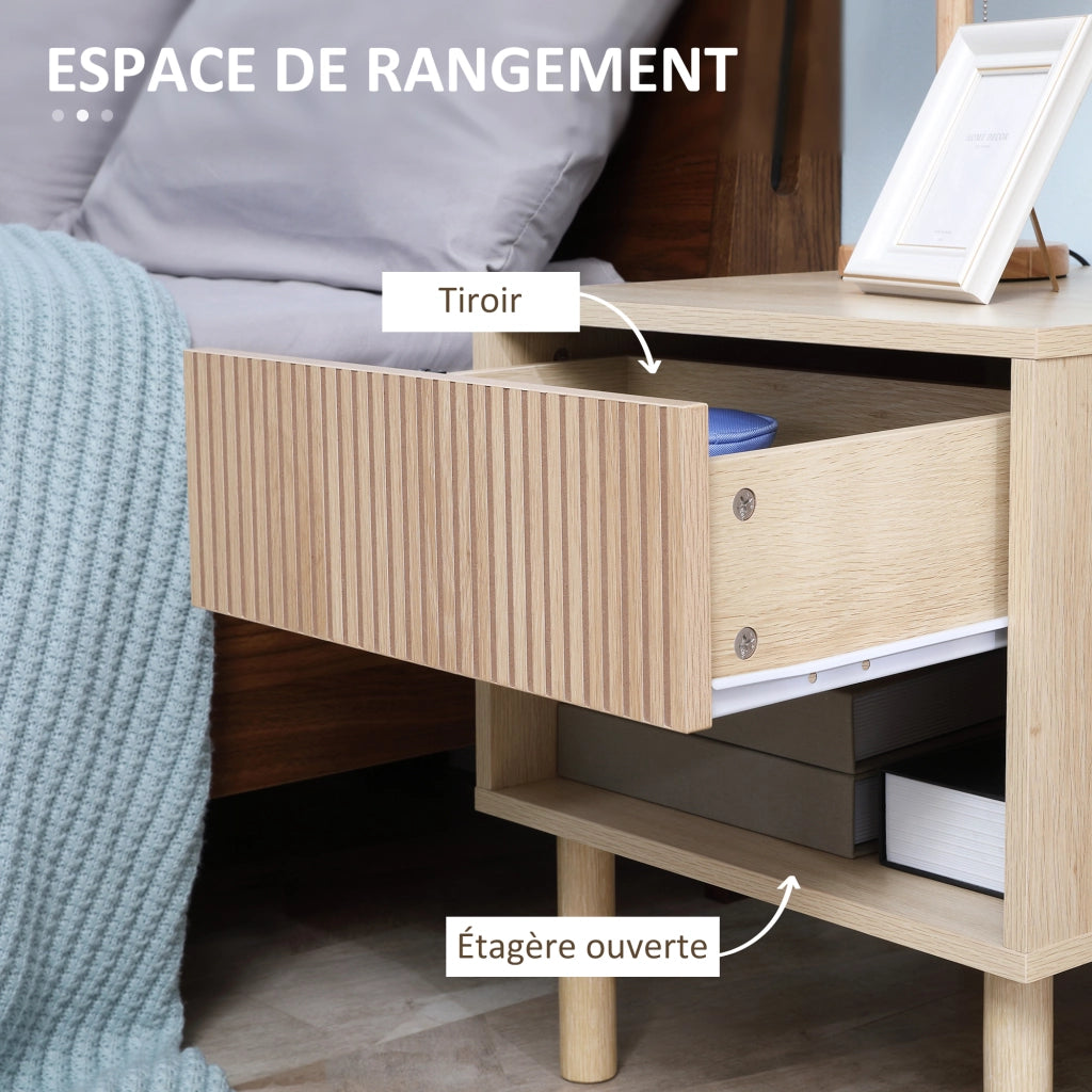 Comodino ¨C zephmum ¨C legno naturale 47x47x50 cm