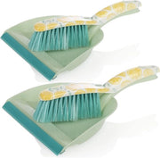 Set di pulizia con spazzola a mano e spazzola - Desodorante al limone - Scopa con guaina in gomma - 2 pezzi - giallo menta