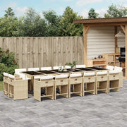 Set da Pranzo da Giardino 17 pz con Cuscini Beige in Polyrattan 3211246