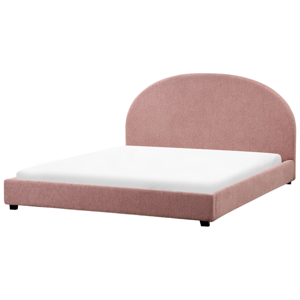 Letto rosa pastello in Boucle 180 x 200 cm Design minimalista retrò
