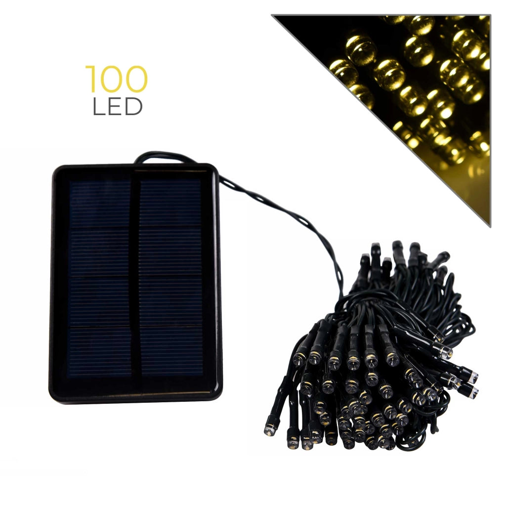 CATENA LUMINOSA DI NATALE 100 LED A RICARICA SOLARE LUCE CALDA - IDEALE PER ALBERI E DECORAZIONI