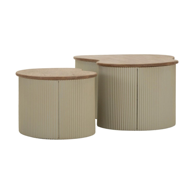 Tavolini Da Caffe' Frankfurt Coppia Bianchi cm 87x53x32-50x35x28