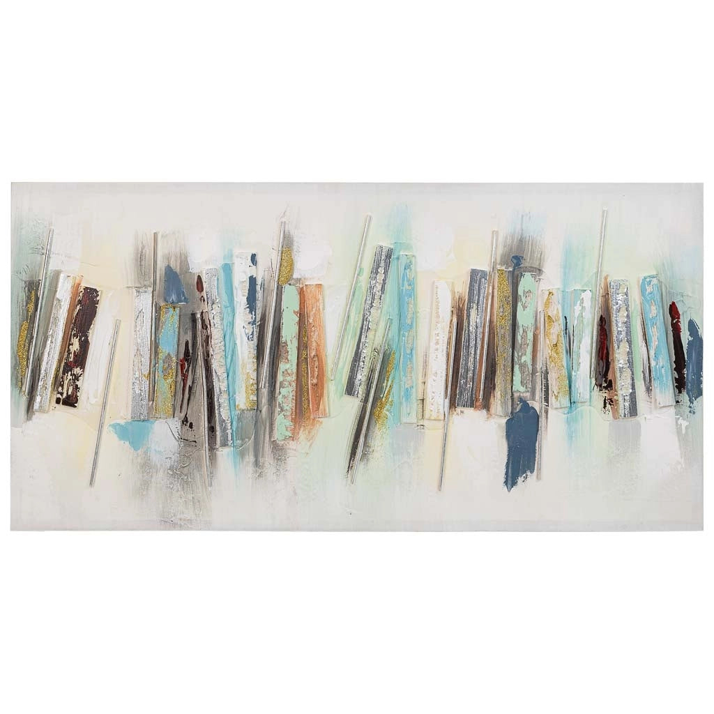 Quadro dipinto a mano con rilievo grigio 50x100x3h