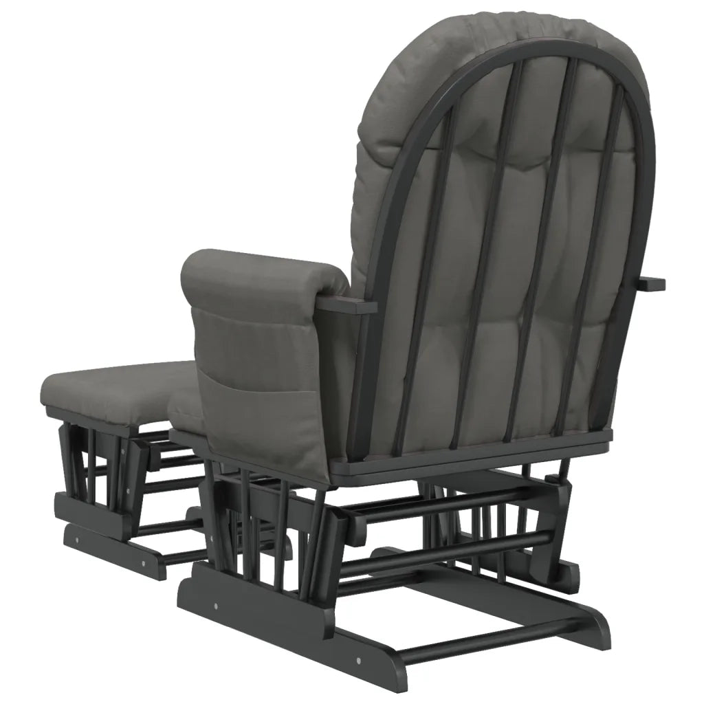 Poltrona | Sedia Relax Glider con Sgabello Grigio Scuro in Tessuto