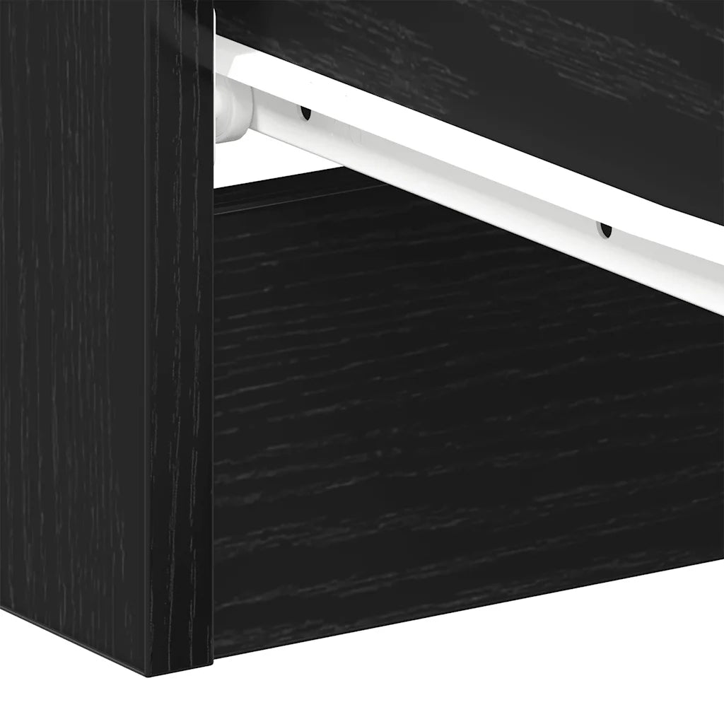Comodino Rovere Nero 38x35x55 cm in Legno Multistrato 862428