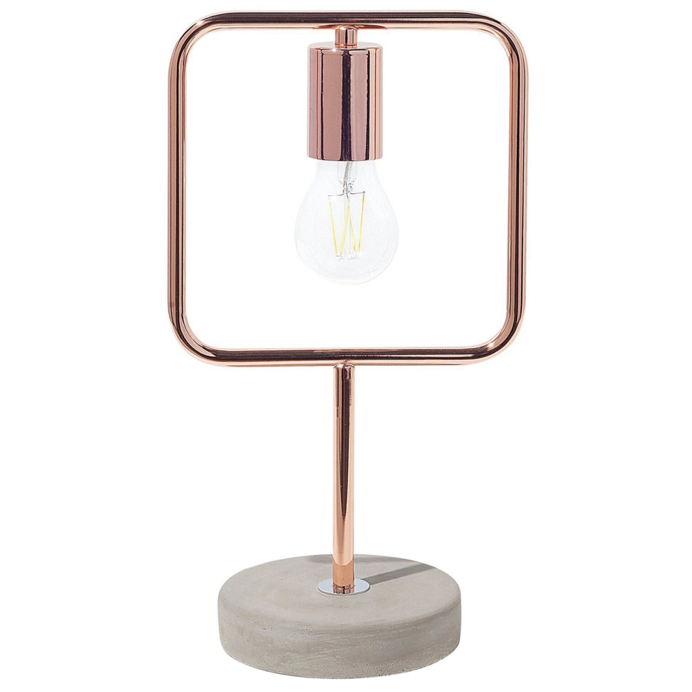 Lampada da Tavolo in Metallo Colore Rame Struttura in Cemento Industriale