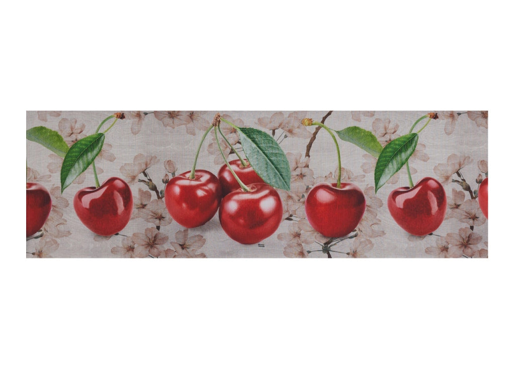 Tappeto Passatoia Cucina Antiscivolo Stampa Digitale Sprinty Disegno Cherry - 52x180 - Cherry
