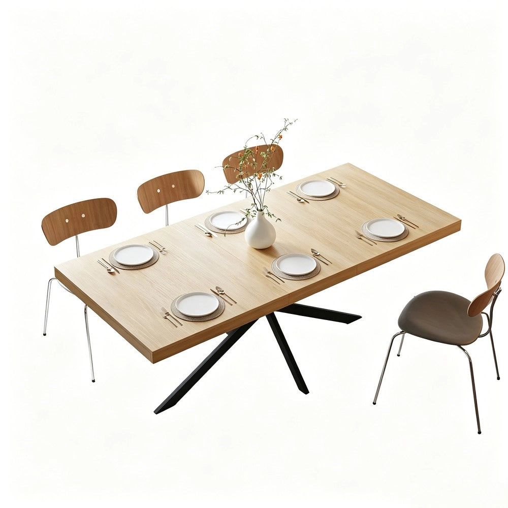 Tavolo da Pranzo Allungabile Rettangolare con Vano Contenitore ¨C MINIMAL ¨C Naturale, 140-180 cm