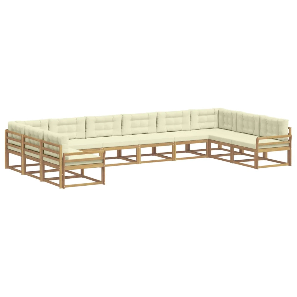 Set di divani da esterno 10 pz Bianco e Crema 3387104