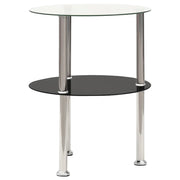 Tavolino a 2 Livelli Trasparente e Nero 38cm in Vetro Temperato 322788