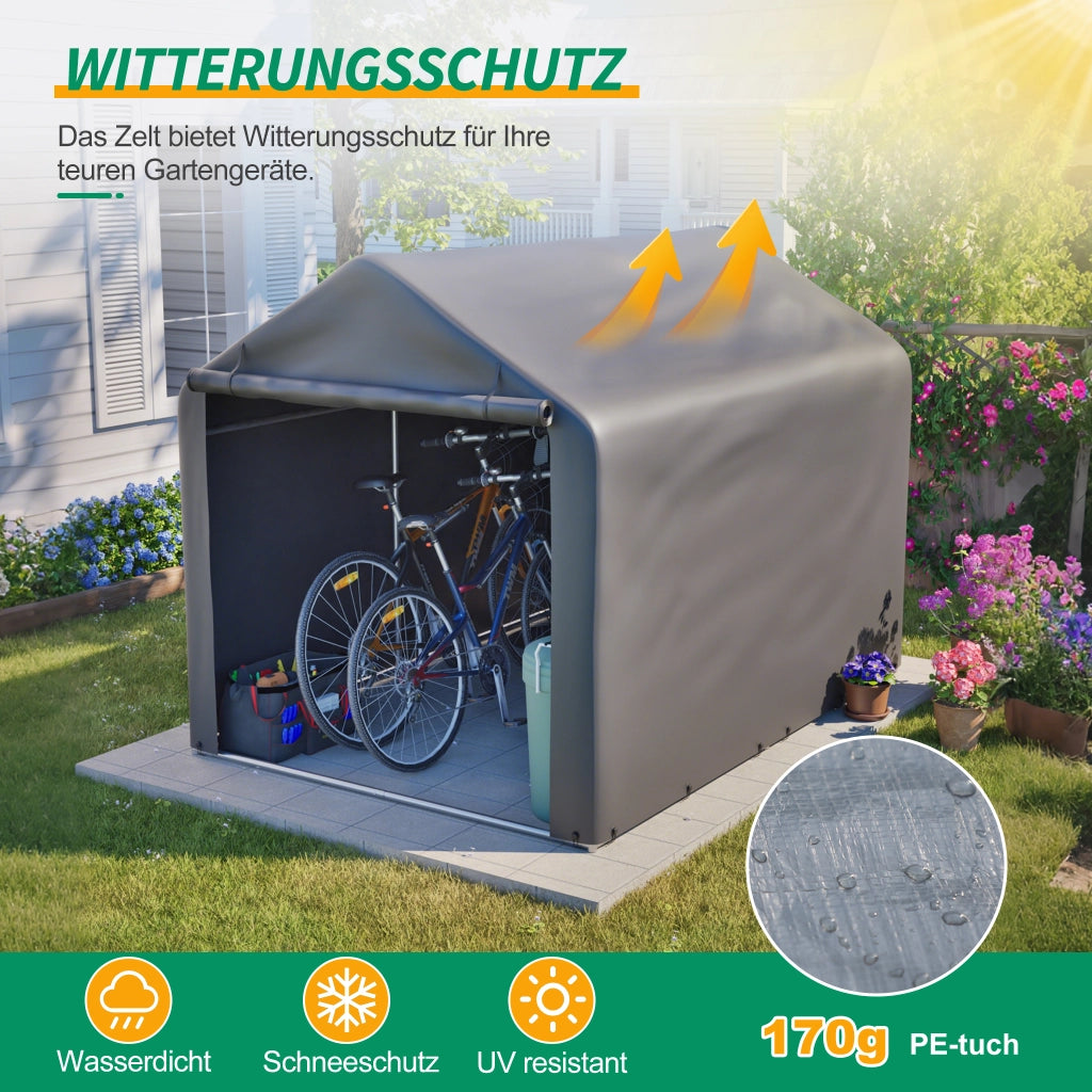 RIMESSA PER BICICLETTE 160x220x165 cm Grigio in metallo e PE
