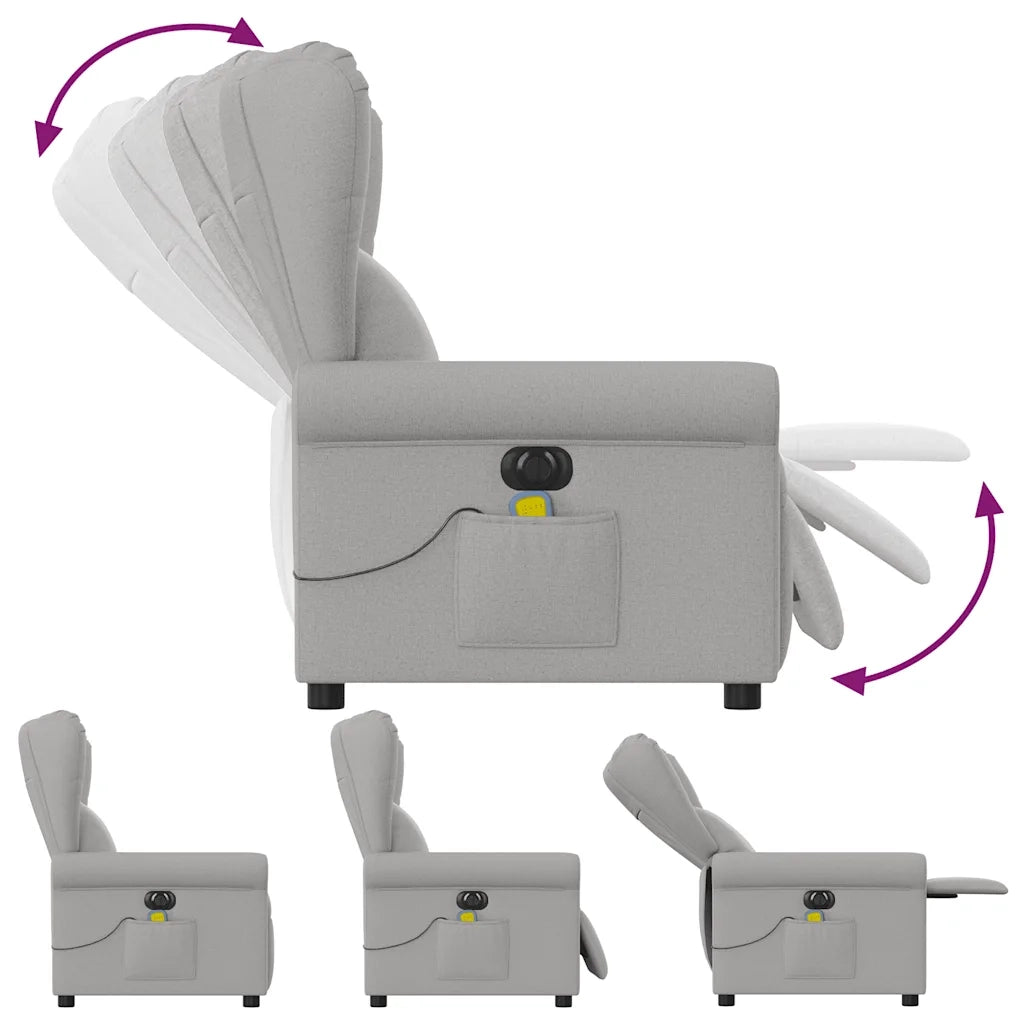Divano Sedia-Poltrona Reclinabile Massaggio Elettrica Grigio Nuvola Tessuto 313492