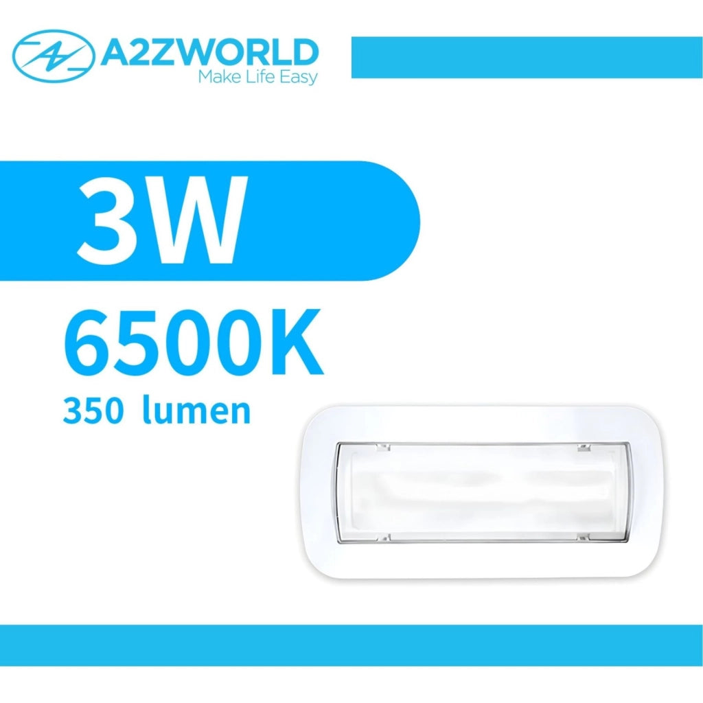 Lampada di Emergenza Da Incasso a LED 3W 350lm, Luce Fredda 6500K Autonomia 3 Ore Batteria Ricaricabile al Litio IP40